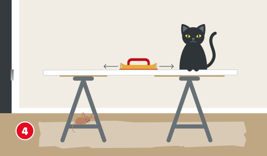 Illustration einer Zimmertür, die auf zwei Böcken liegt und abgeschliffen wird