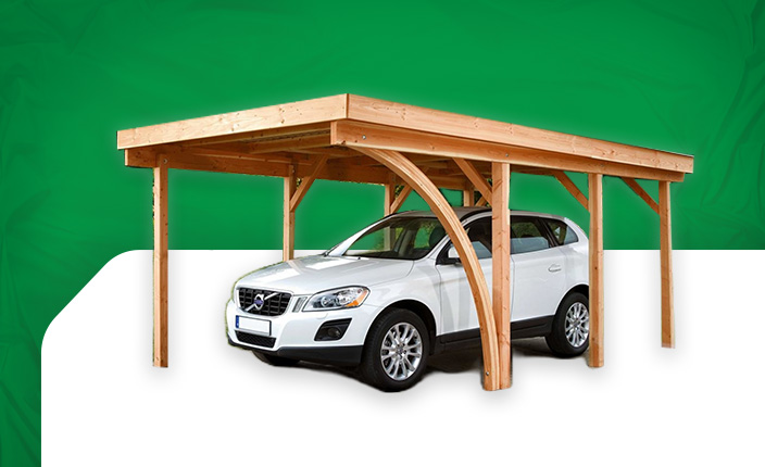 Eine Abbildung von einem Carport mit einem Auto drunter