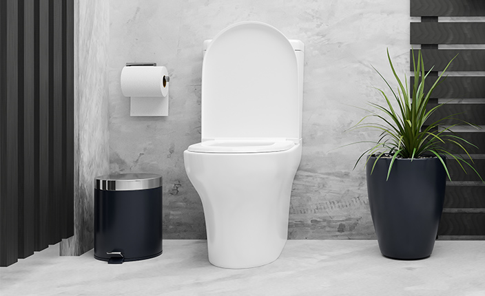 Eine Toilette in einem Badezimmer