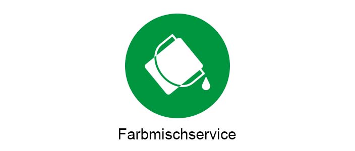 Weiß-Grünes Icon eines Farbeimers, darunter steht 