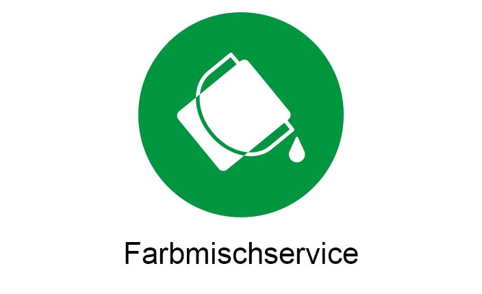 Weiß-Grünes Icon eines Farbeimers, darunter steht 