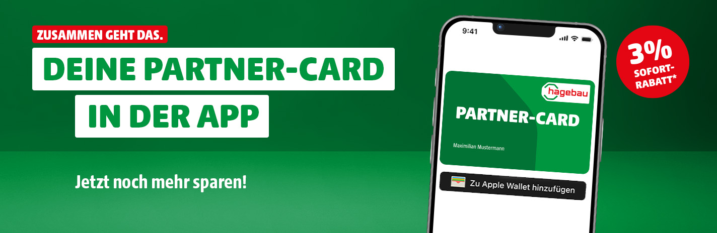 Deine digitale Partner-Card in der App mit 3% Sofortrabatt.