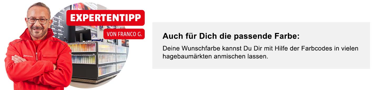 Eine darstellung von einem Experten mit einem Expertentipp für die passende Farbe