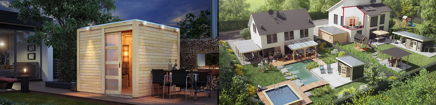 Gartenhäuser, Sauna und Gerätehäuser von Karibu in Gärten