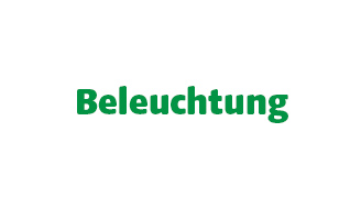 Weißer Hintergrund mit grünem Text in einer Zeile: Beleuchtung