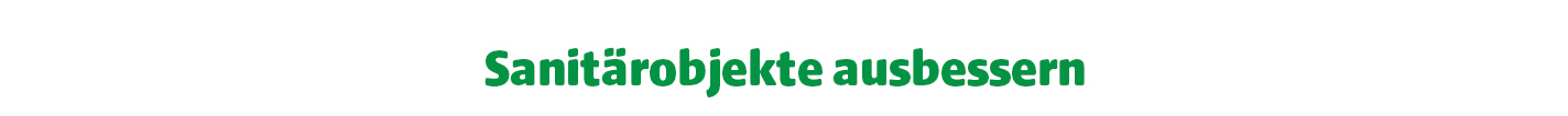 Weißer Hintergrund mit grünem Text in zwei Zeilen: Sanitärobjekte ausbessern