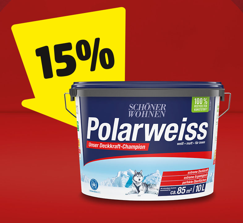 Spare 15% mit unserem App Coupon auf unsere SW Polarweiss Farbe