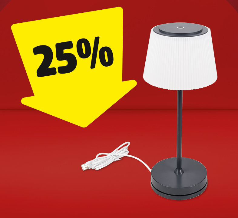 Spare 25% mit unserem App Coupon auf Akku LED-Tischleuchten